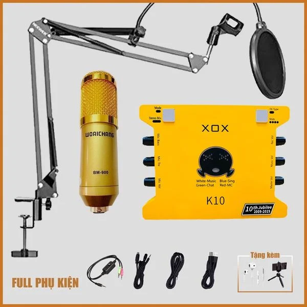 Bộ livestream XOX K10 Micro thu âm BM900 Woaichang (Sao chép)